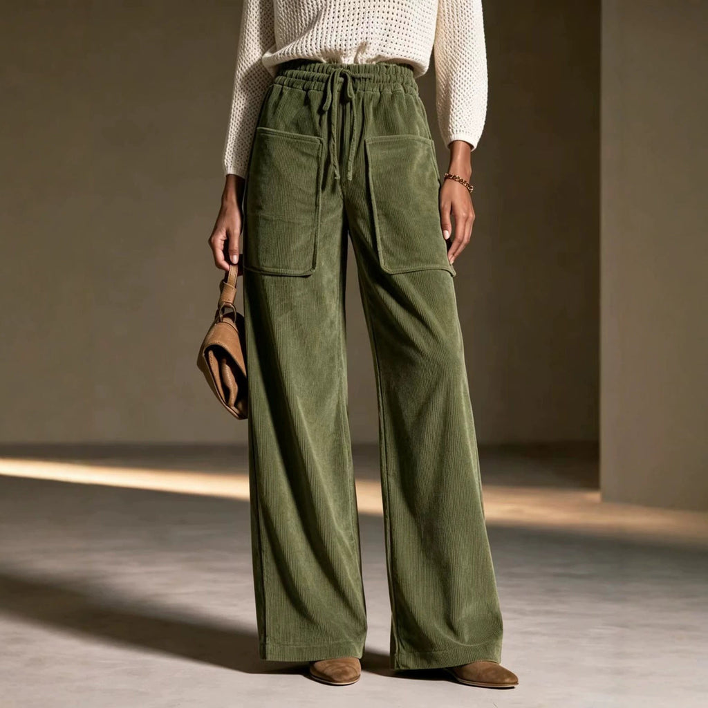 High-Waisted Wide-Leg Corduroy Pants