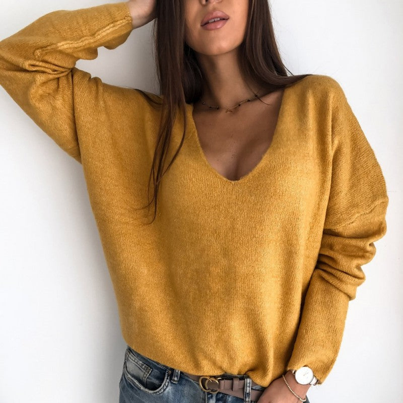 Soft Knit V-Neck Pullover Sweater