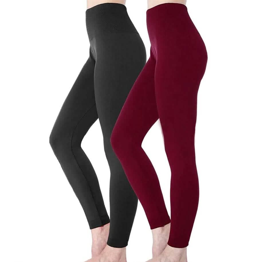 Women's High-Waisted Fleece-Lined Leggings, 2-Pack