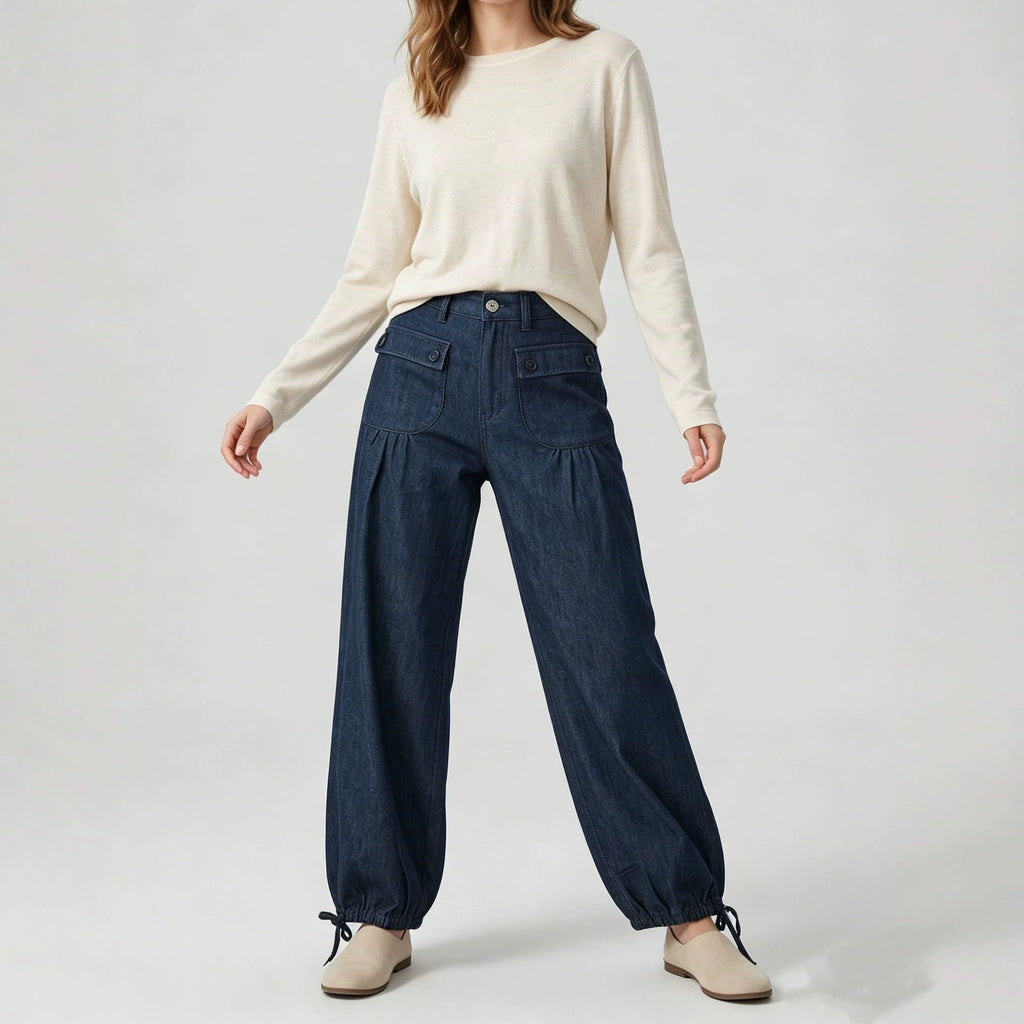 Wide-Leg Jeans with Ruffled Hems