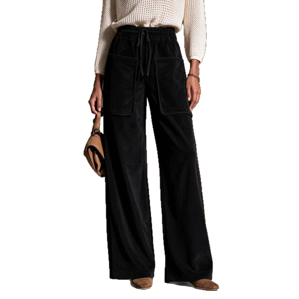 High-Waisted Wide-Leg Corduroy Pants
