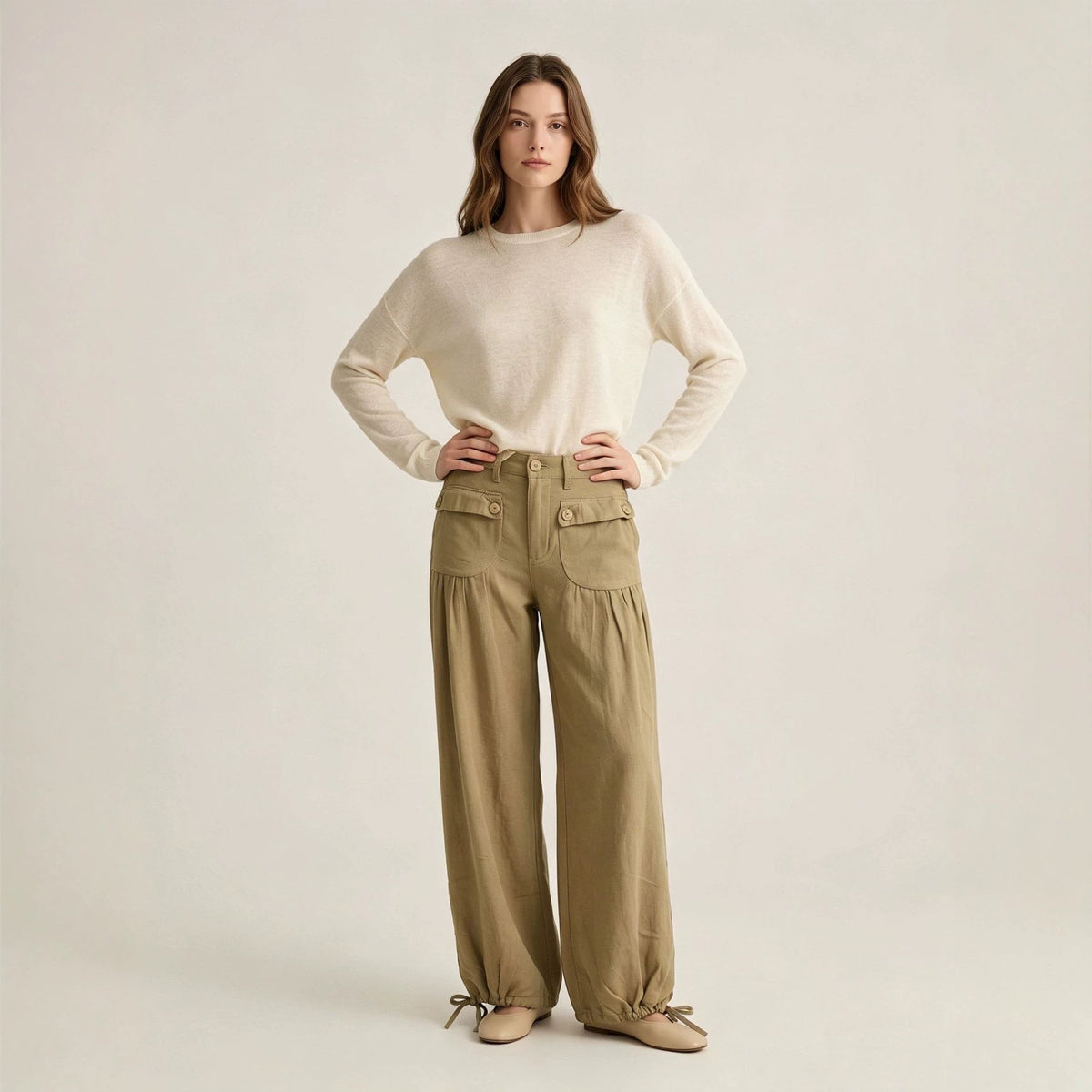 Wide-Leg Jeans with Ruffled Hems