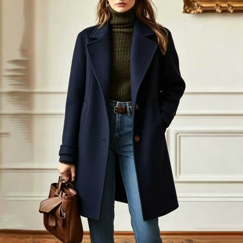European Color Chart Retro Casual Mid-length Lapel Coat – Chloe's Haven