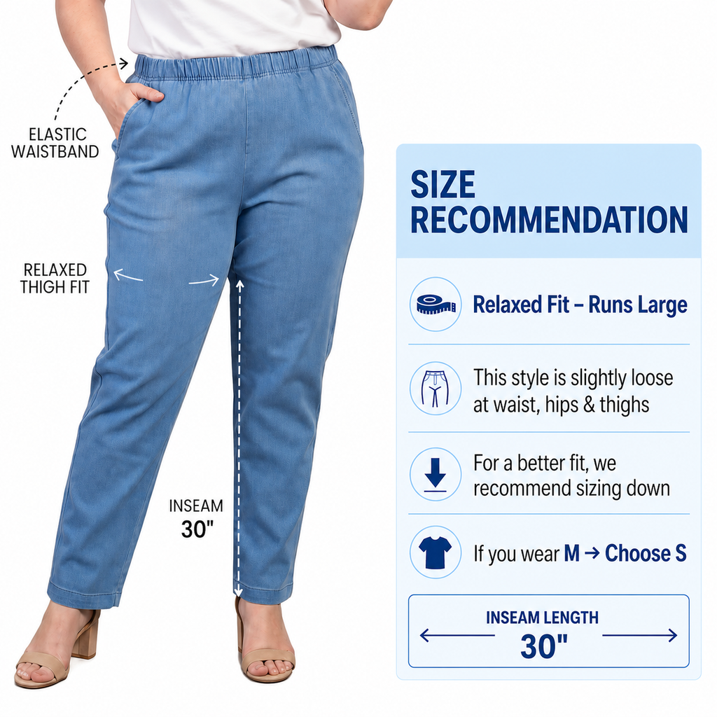 Lightweight Pull-On Denim Jeans