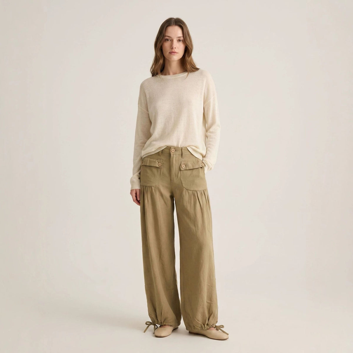 Wide-Leg Jeans with Ruffled Hems
