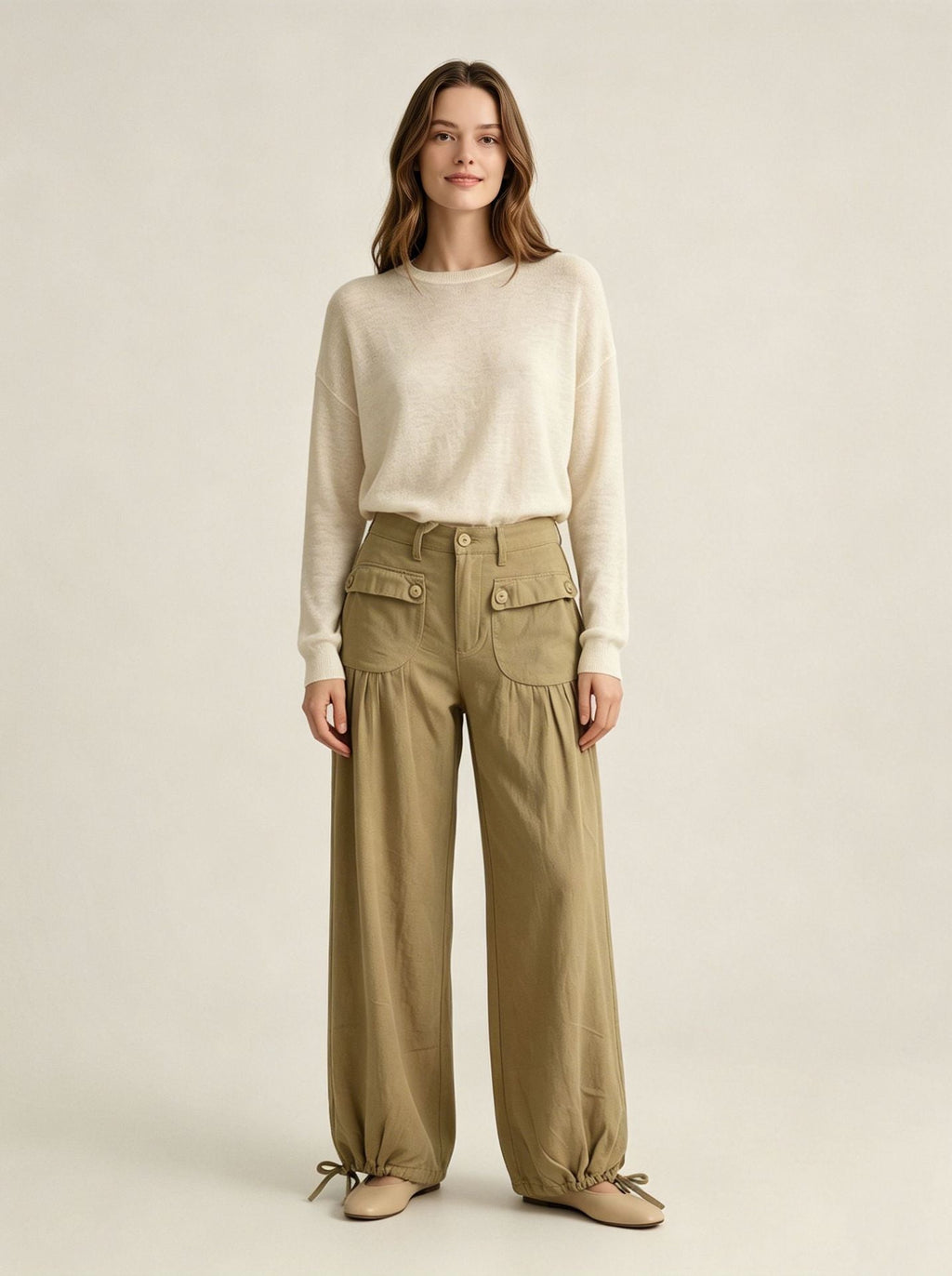 Wide-Leg Jeans with Ruffled Hems