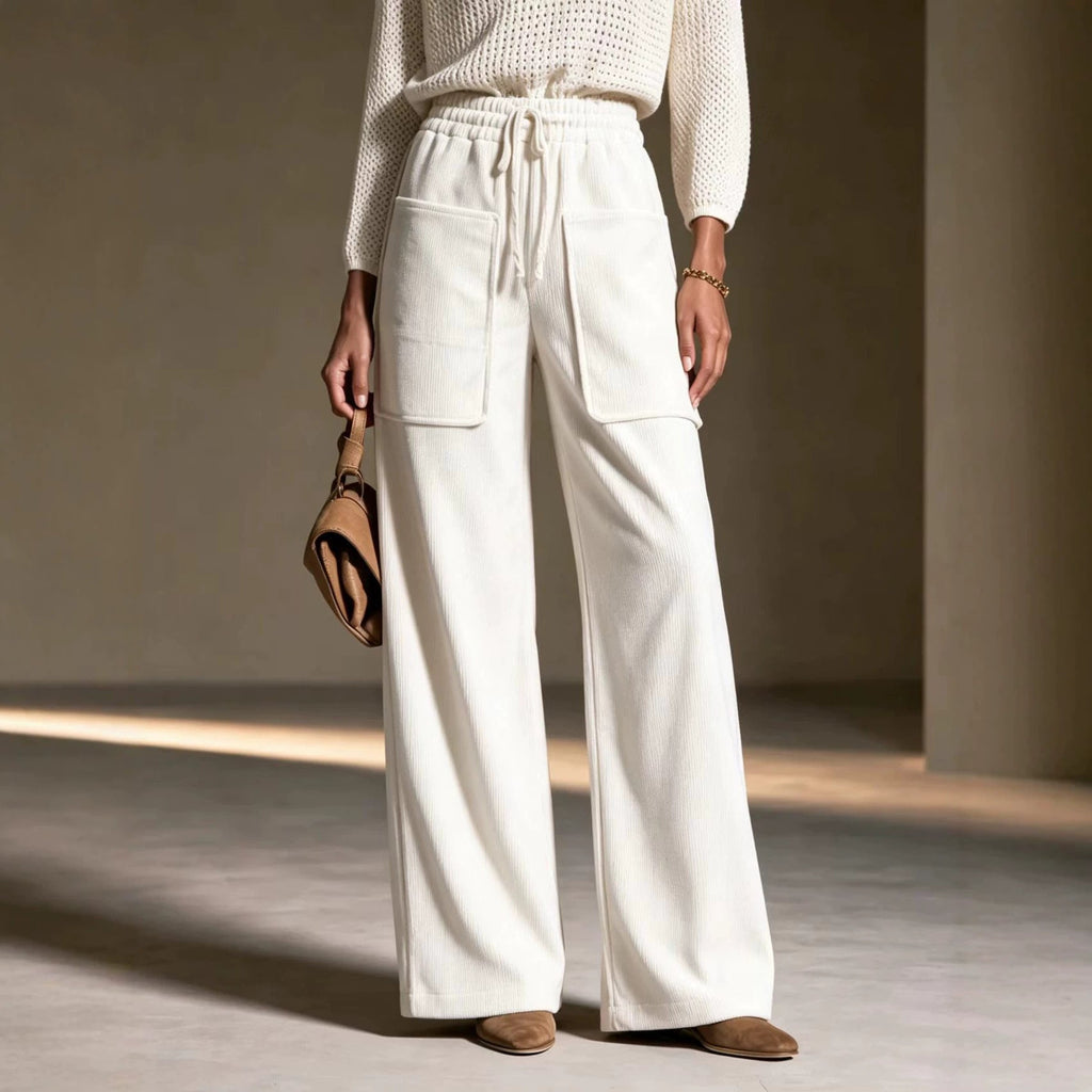 High-Waisted Wide-Leg Corduroy Pants