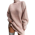 Loose Knit Turtleneck Sweater Dress