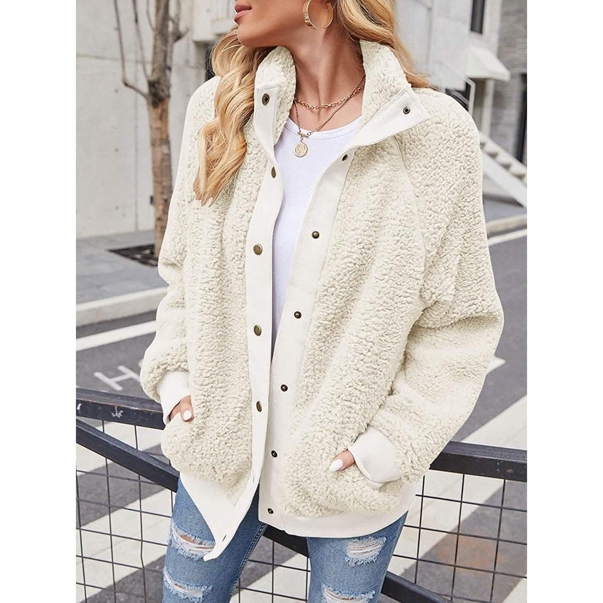 Women's Sherpa Fleece Snap-Front Jacket