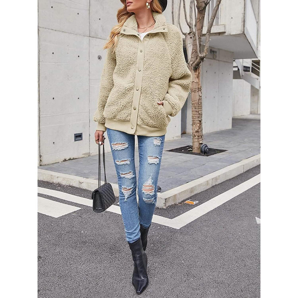 Women's Sherpa Fleece Snap-Front Jacket