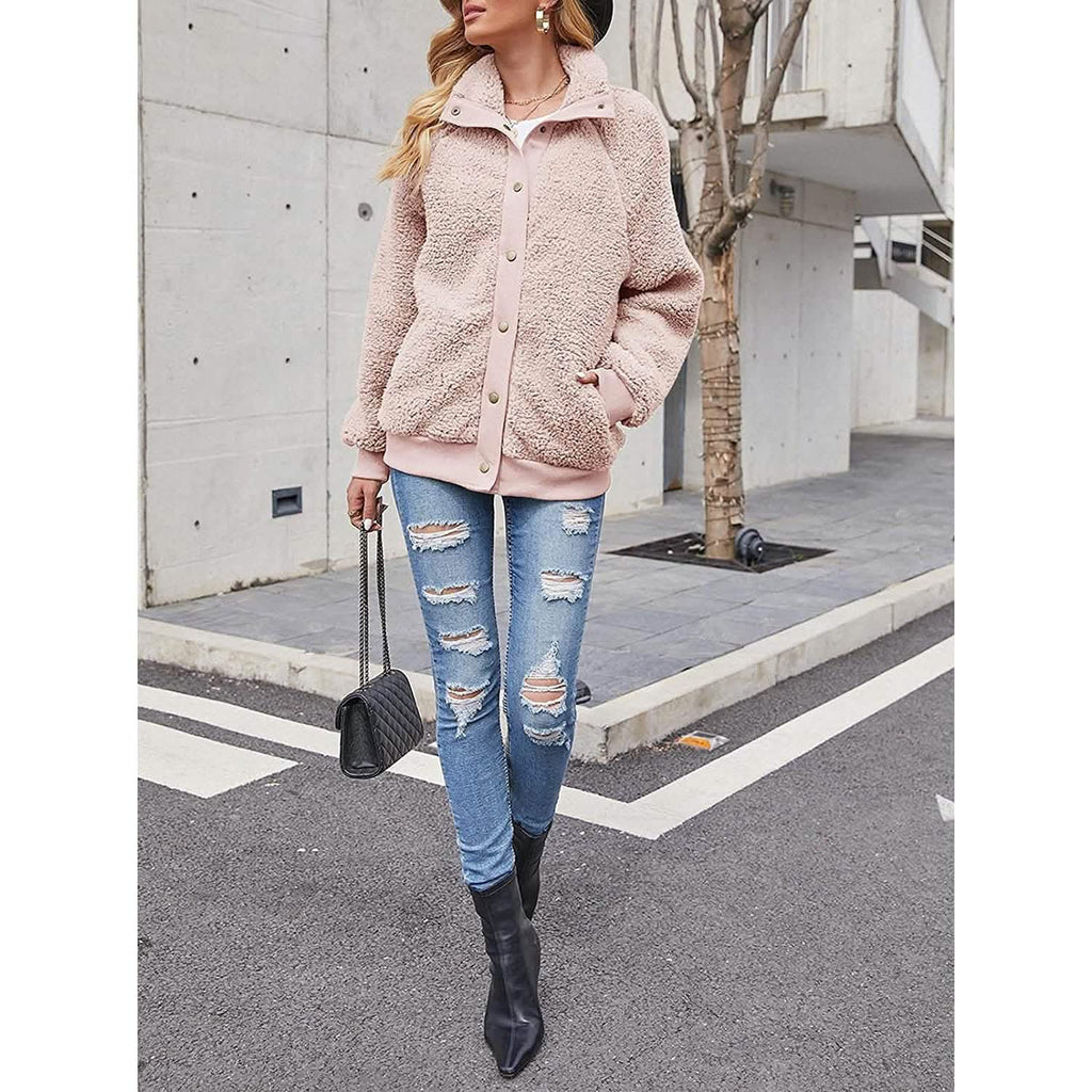 Women's Sherpa Fleece Snap-Front Jacket