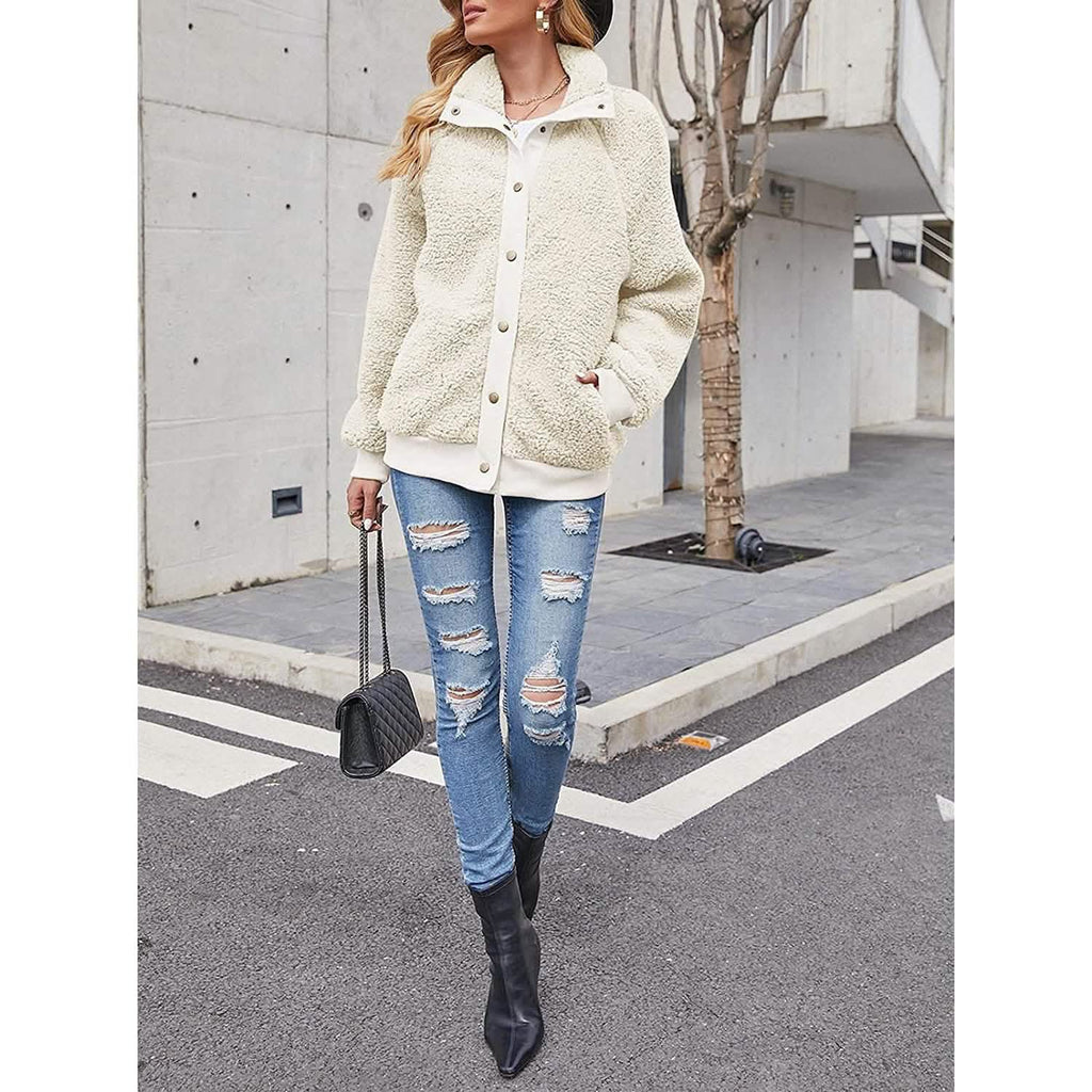 Women's Sherpa Fleece Snap-Front Jacket