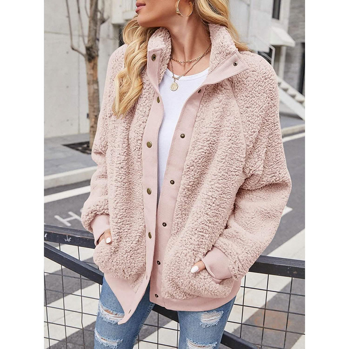 Women's Sherpa Fleece Snap-Front Jacket
