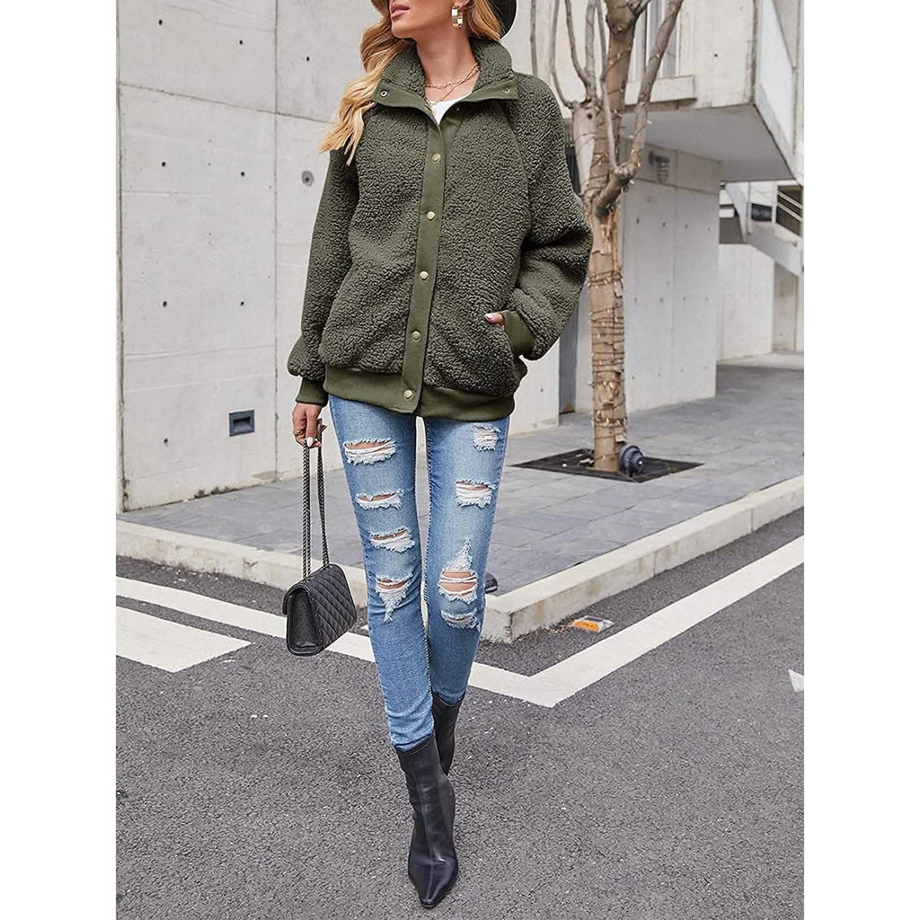 Women's Sherpa Fleece Snap-Front Jacket