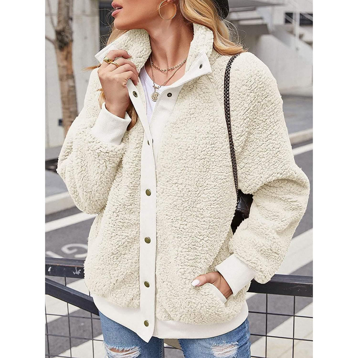 Women's Sherpa Fleece Snap-Front Jacket